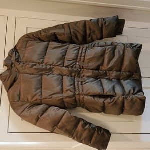 Girls Gap Olive Green Puffer Coat With Fur Hood